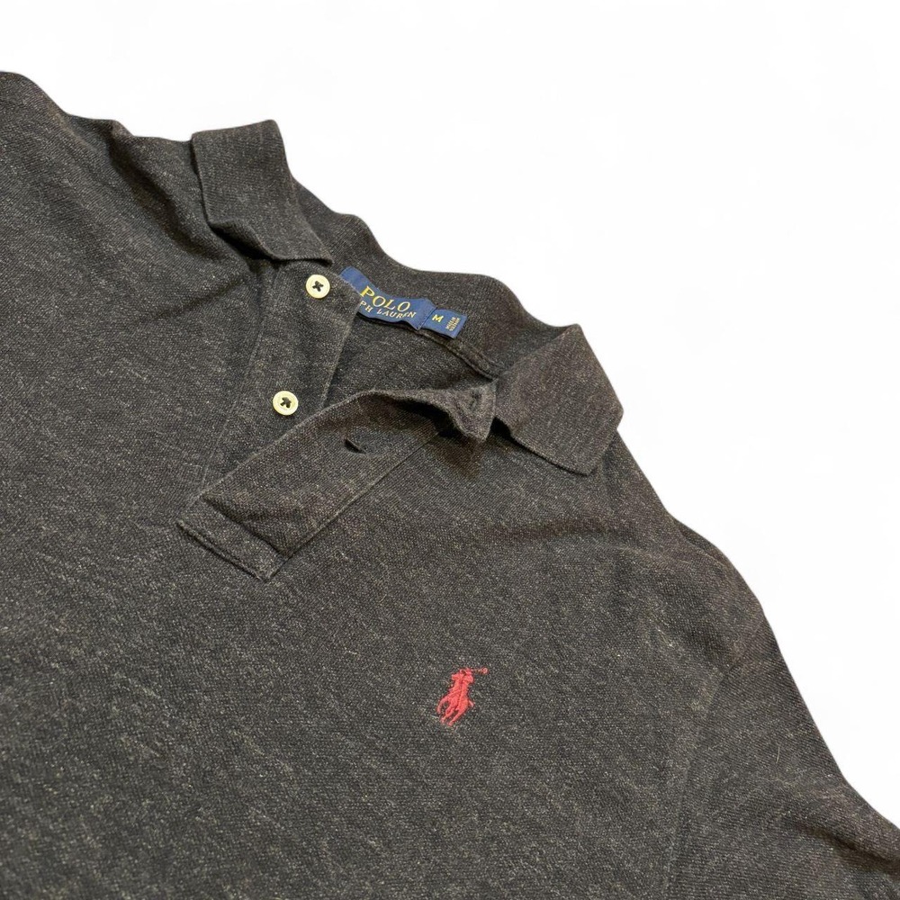 Polo Ralph Lauren Men Dark Gray Heather Polo Shirt Red Pony Logo Medium